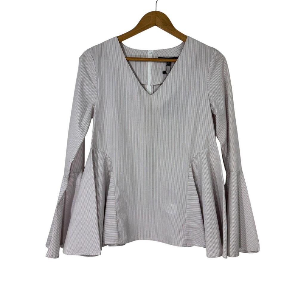 Romeo + Juliet Couture Women’s Size Small White Striped Bell Sleeve Flared Top